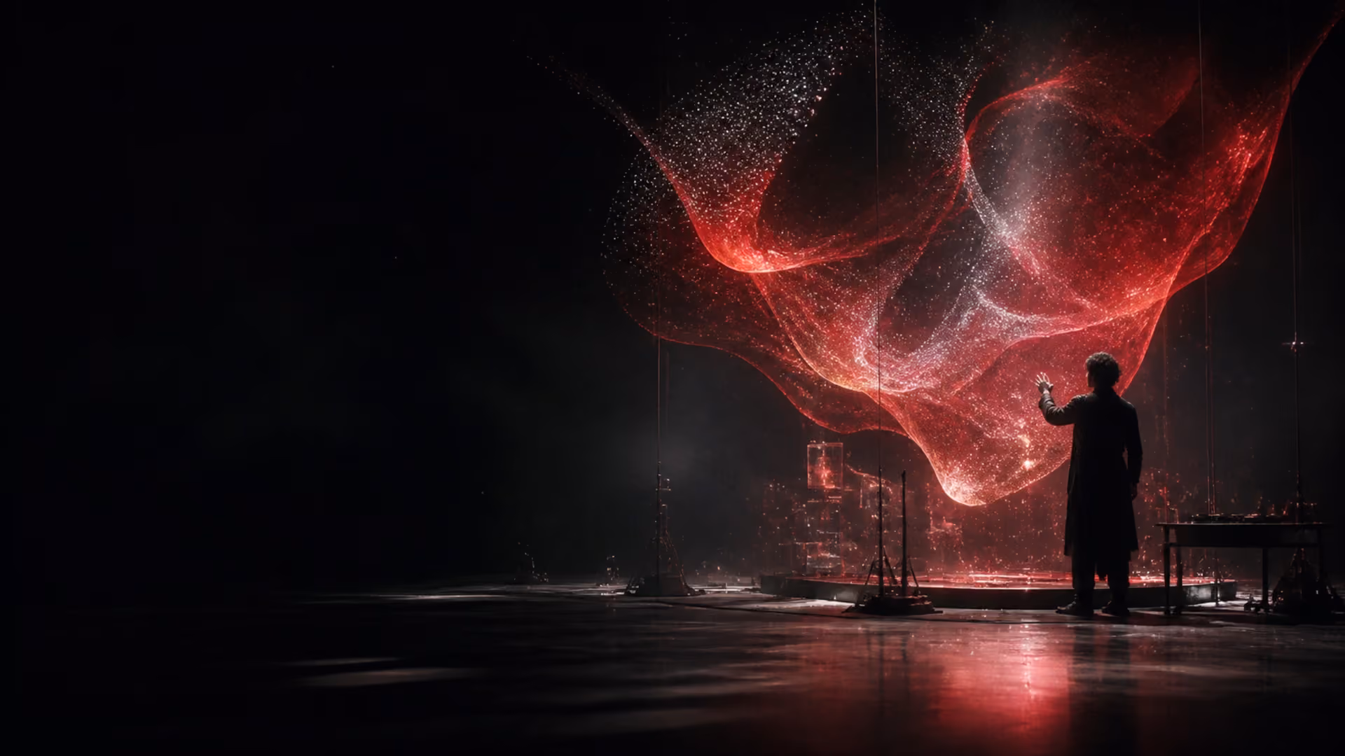 Abstract visual of a luminous ritual-like formation blending cinematic textures and symbolic motion graphics.