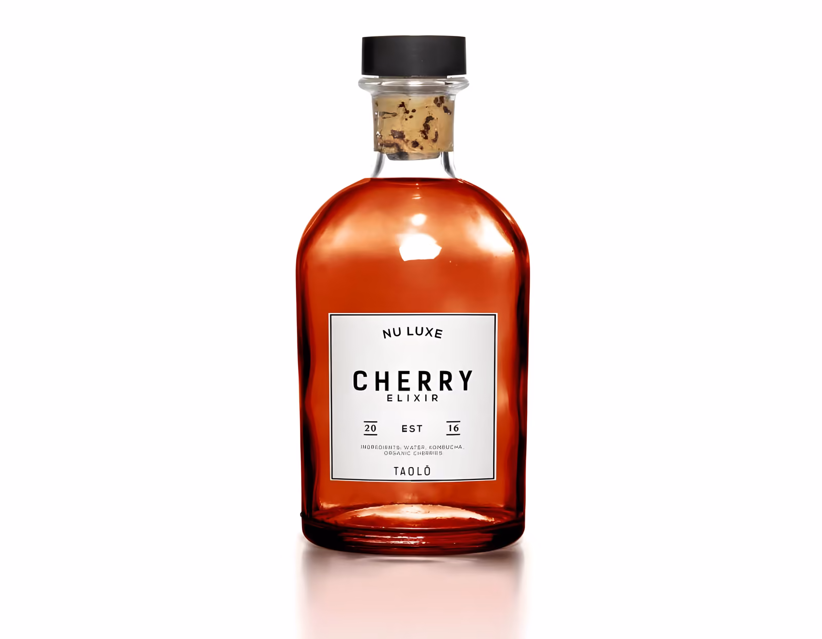Cherry kombucha styled as a Taolo product detail.
